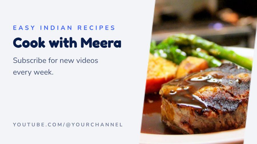 Cobalt Cook with Meera YouTube Channel Banner — editable social media template
