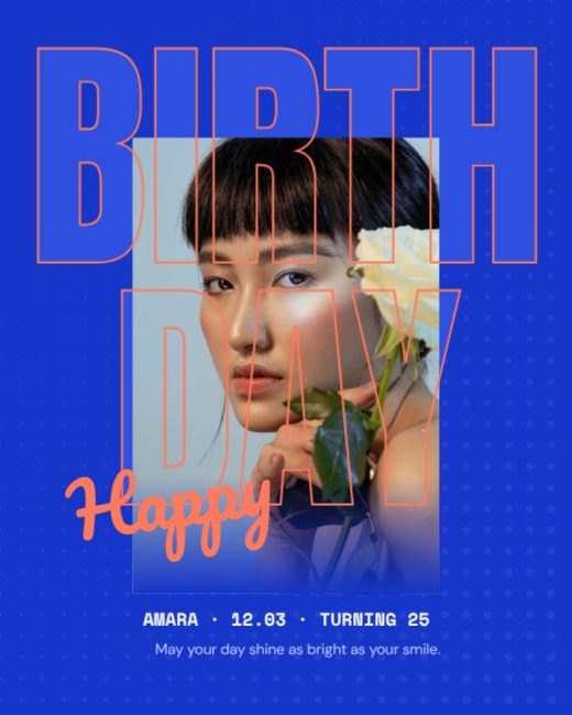 Cobalt Coral Big Type Birthday Flyer