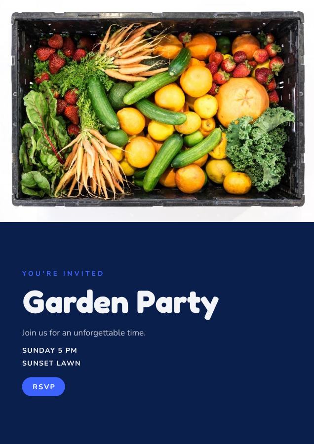 Cobalt Garden Party Flyer — editable events template