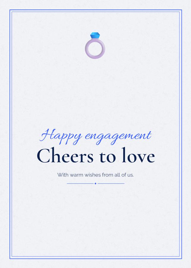 Cobalt Happy engagement cheers to love Card VII — editable cards template