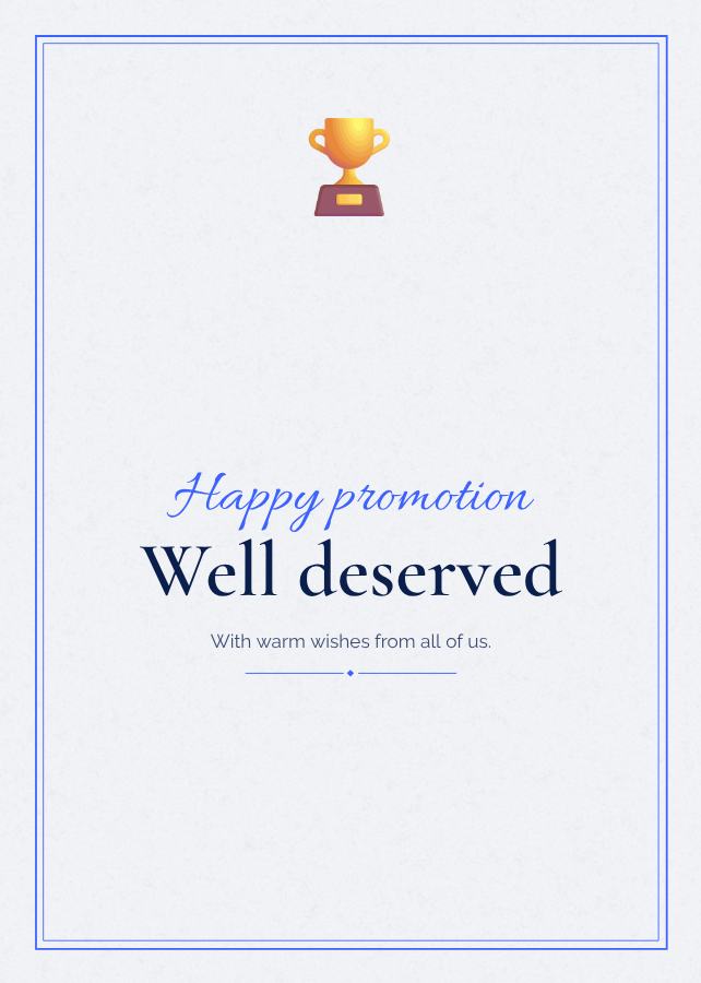 Cobalt Happy promotion well deserved Card III — editable cards template