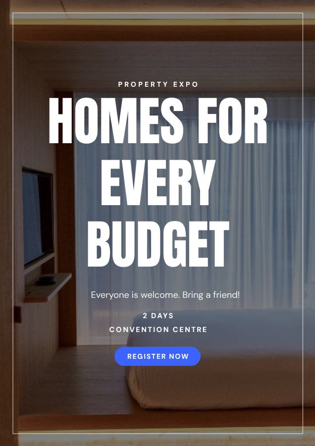 Cobalt Homes for every budget Poster — editable marketing template