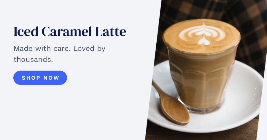 Cobalt Iced Caramel Latte Product Ad — editable marketing template