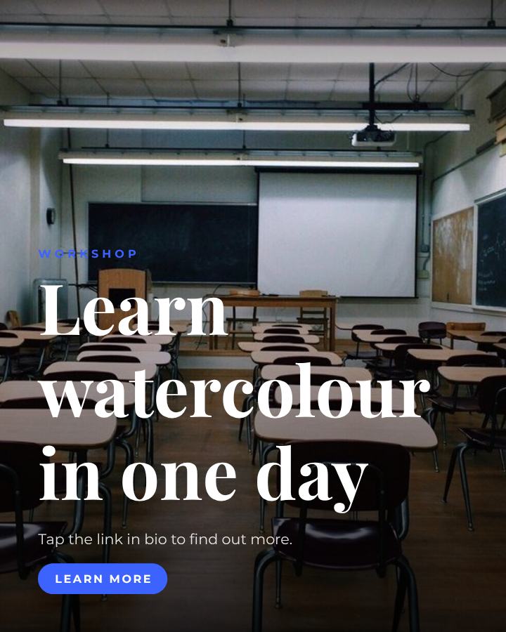 Cobalt Learn watercolour in one day Announcement Post — editable social media template