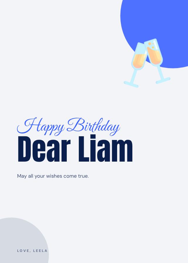 Cobalt Liam Birthday Wishes Card — editable birthday template