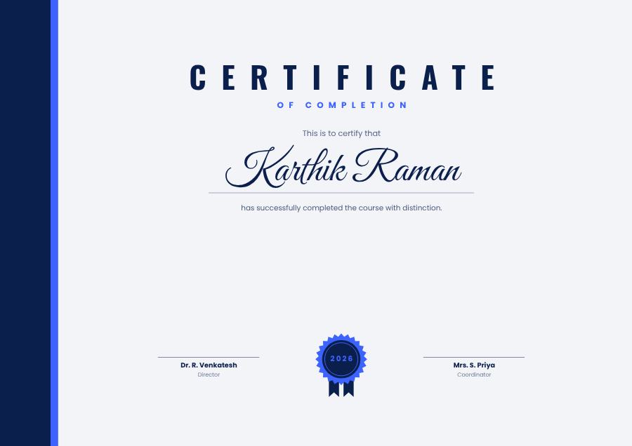 Cobalt Of Completion Certificate Classic — editable certificates template