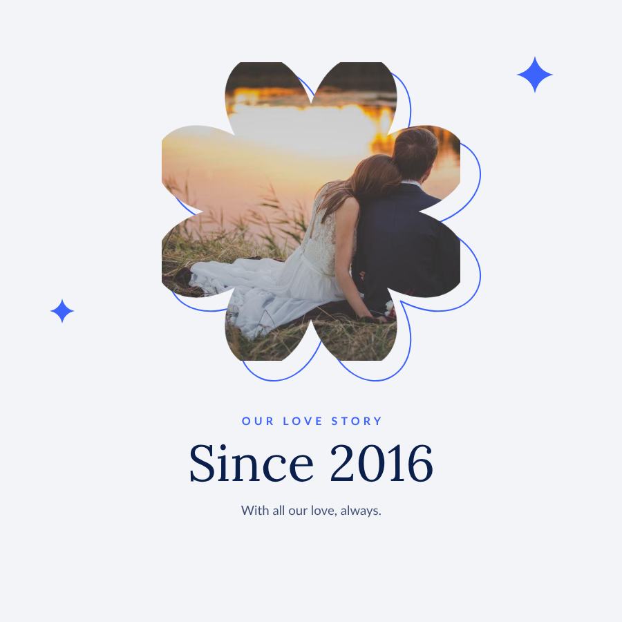 Cobalt Our love story Since 2016 Square — editable love & family template