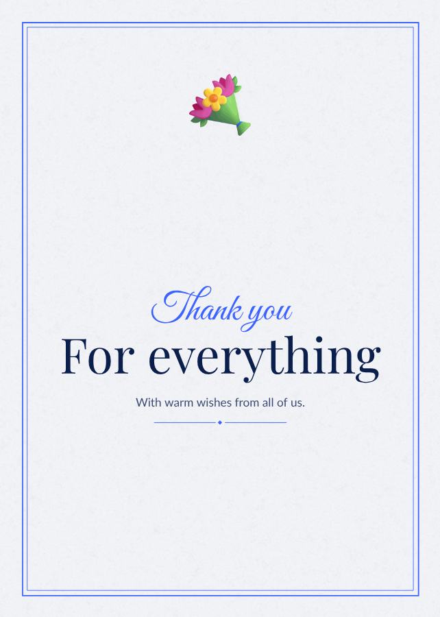 Cobalt Thank you for everything Card V — editable cards template