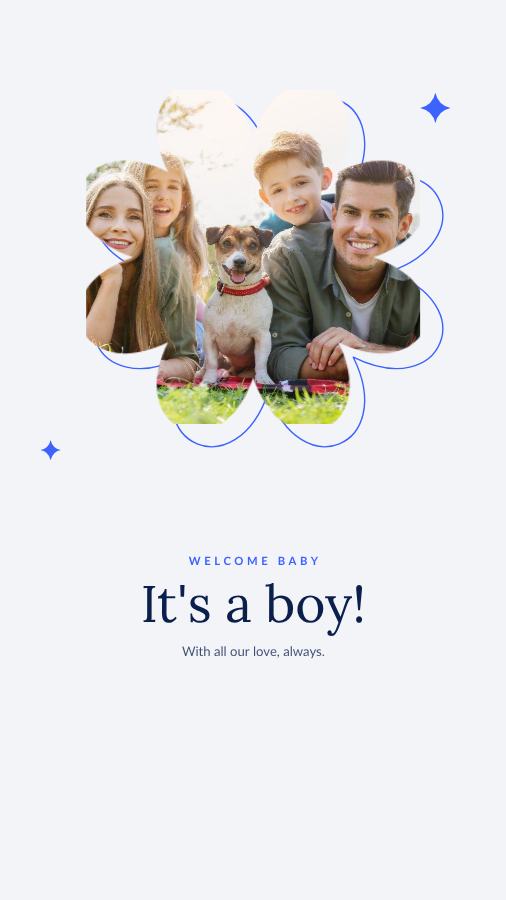 Cobalt Welcome baby It's a boy! Story — editable love & family template