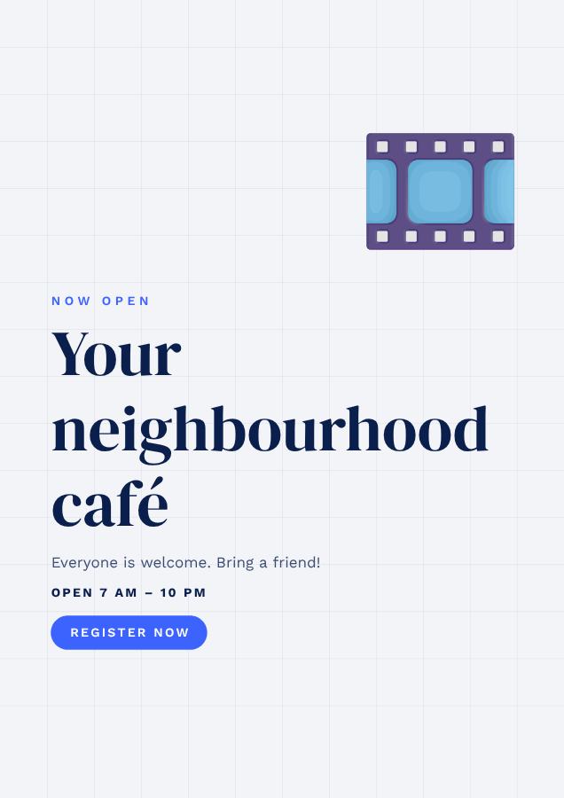 Cobalt Your neighbourhood café Poster — editable marketing template