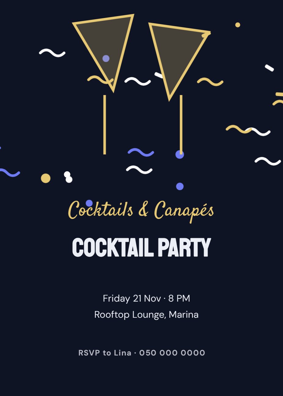 Cocktail Party Invitation — editable events template