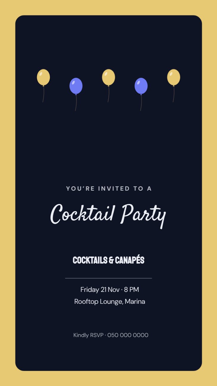 Cocktail Party Invitation Story — editable events template