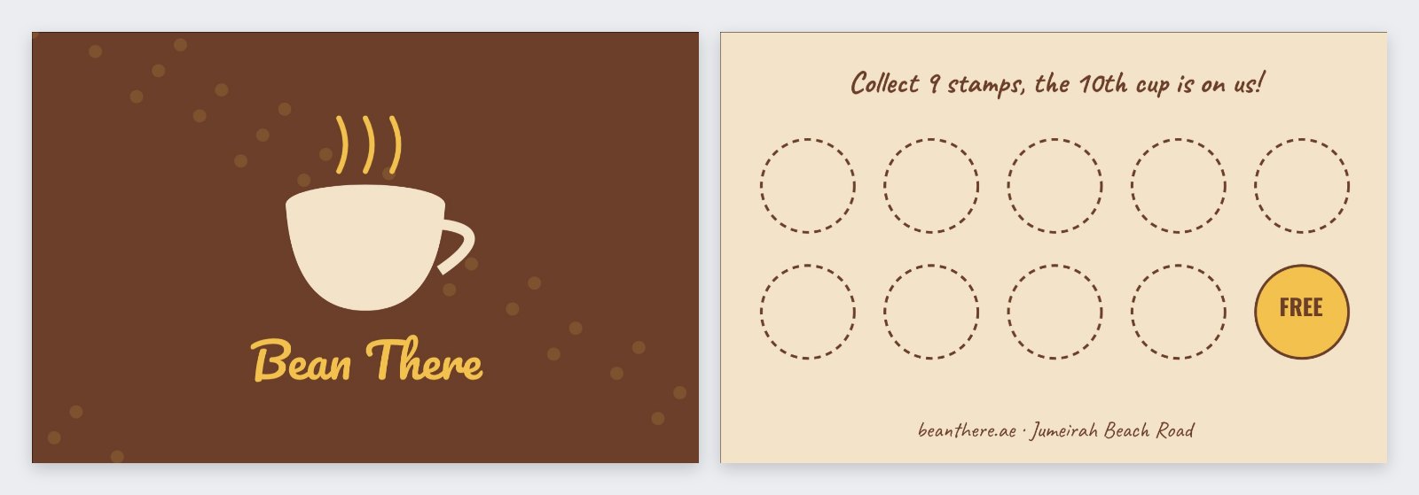Coffee Loyalty Stamp Card — editable business template