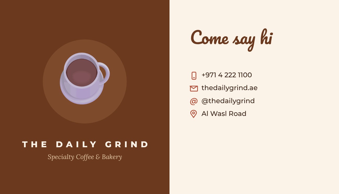 Coffee Shop Business Card — editable business card template