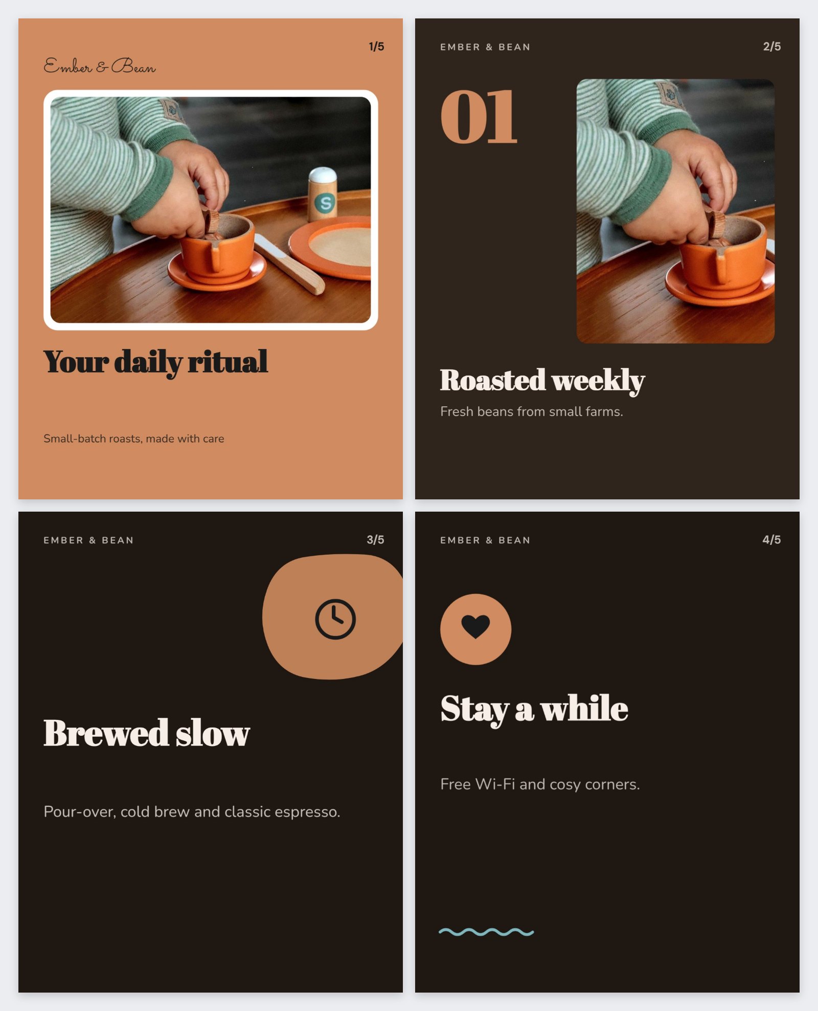 Coffee Shop Instagram Carousel — editable social media template