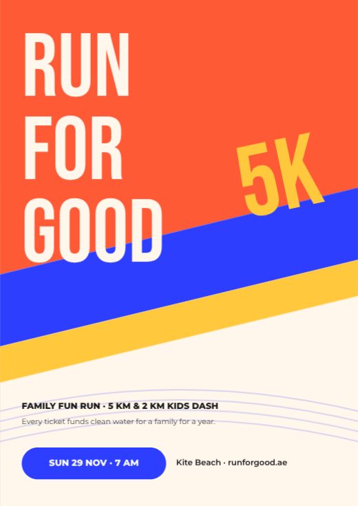 Color Block Charity Run Flyer template