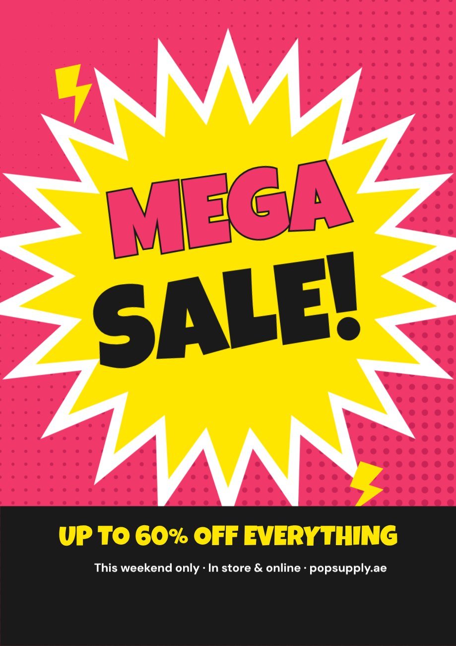 Comic Burst Mega Sale Poster — editable marketing template