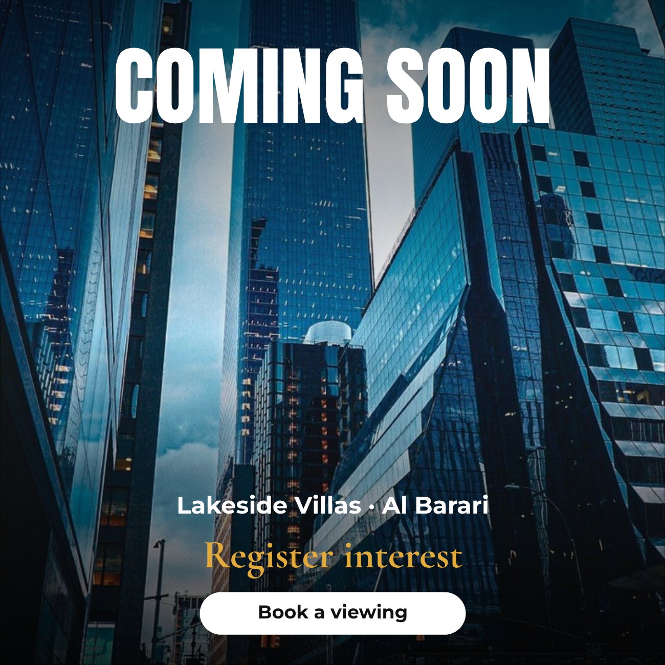 Coming Soon Lakeside Villas Real Estate Post — editable marketing template