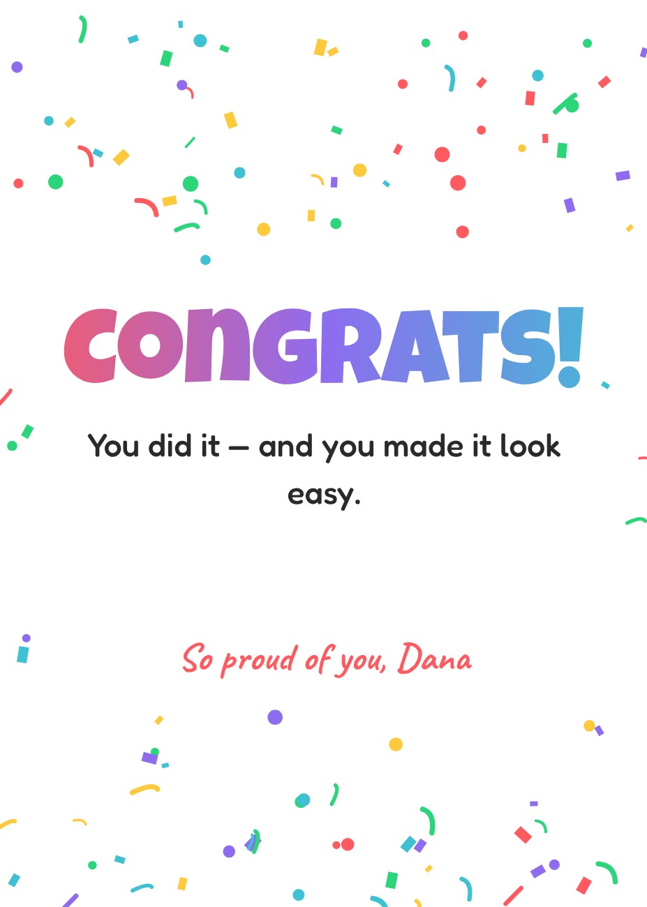 Congrats Confetti Pop Card — editable cards template