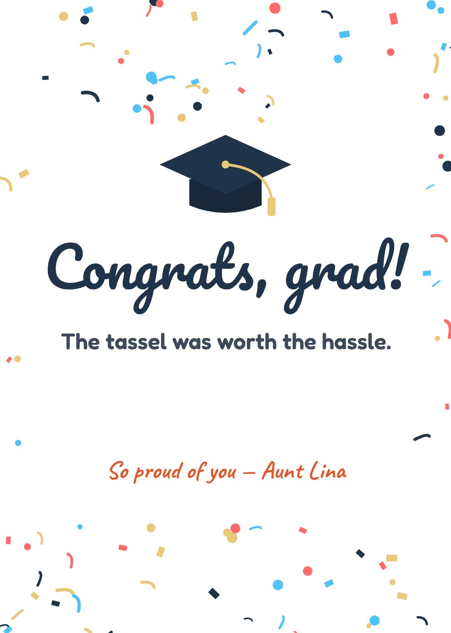 Congrats Grad Confetti Card — editable certificates template