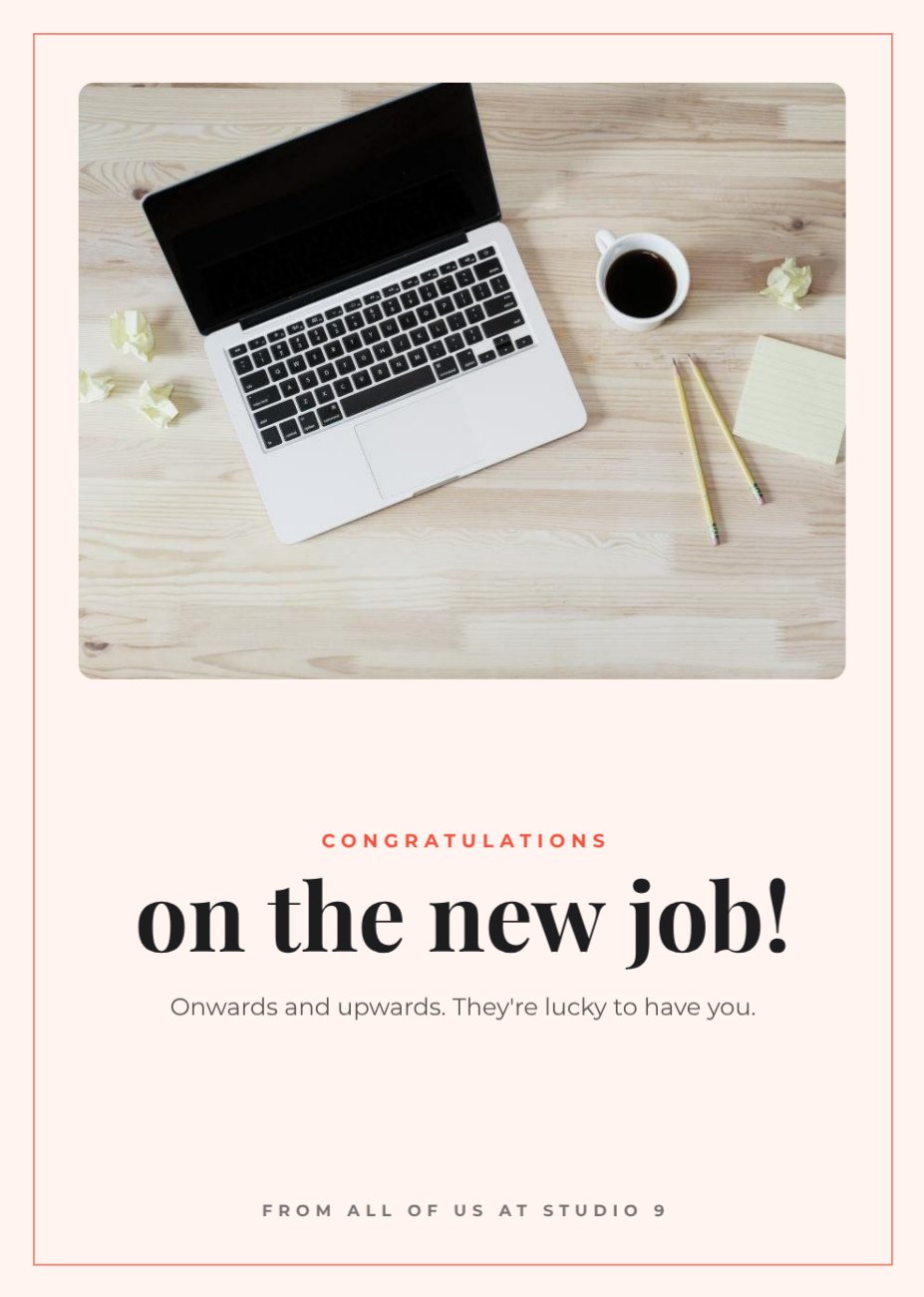 Congratulations New Job Card — editable cards template
