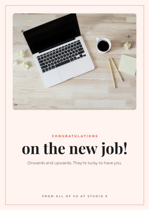 Congratulations New Job Card