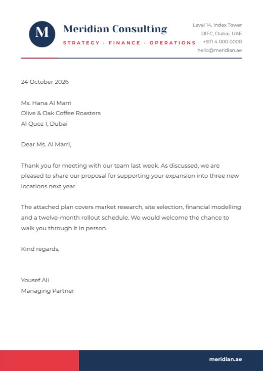 Consulting Firm Letterhead — free letterhead template
