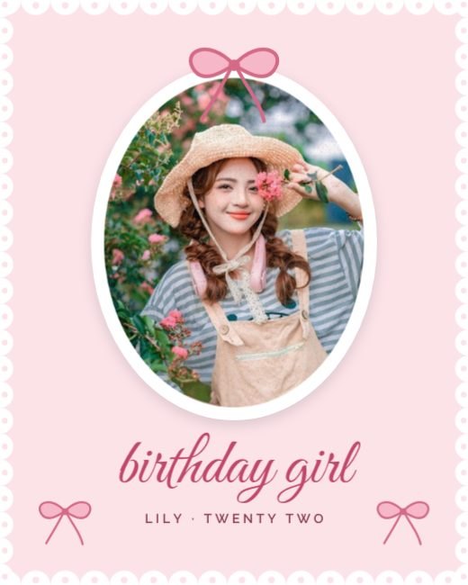 Coquette Lace Bow Birthday Girl Post template