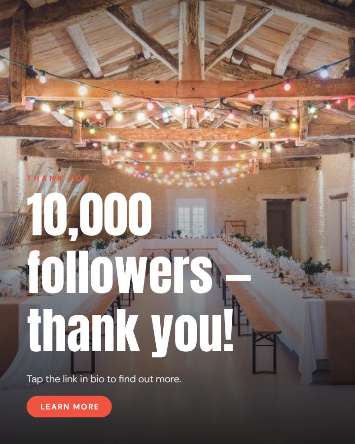 Coral 10,000 followers — thank you! Announcement Post — editable social media template