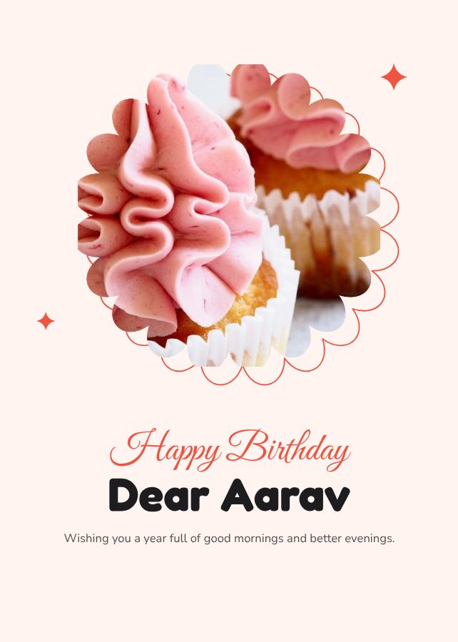 Coral Aarav Birthday Wishes Card — editable birthday template