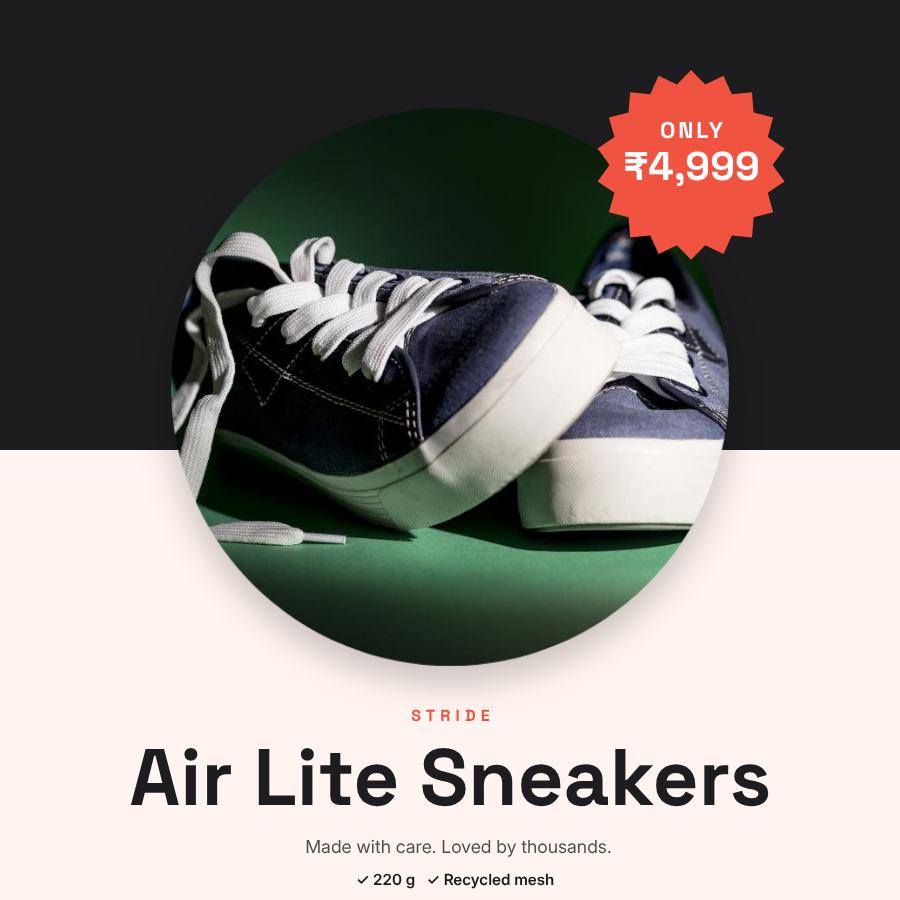 Coral Air Lite Sneakers Product Ad — editable marketing template
