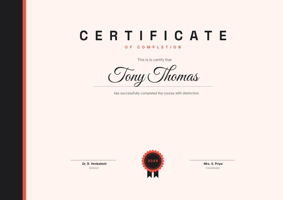 Coral Certificate Of Completion Certificate Formal — editable certificates template