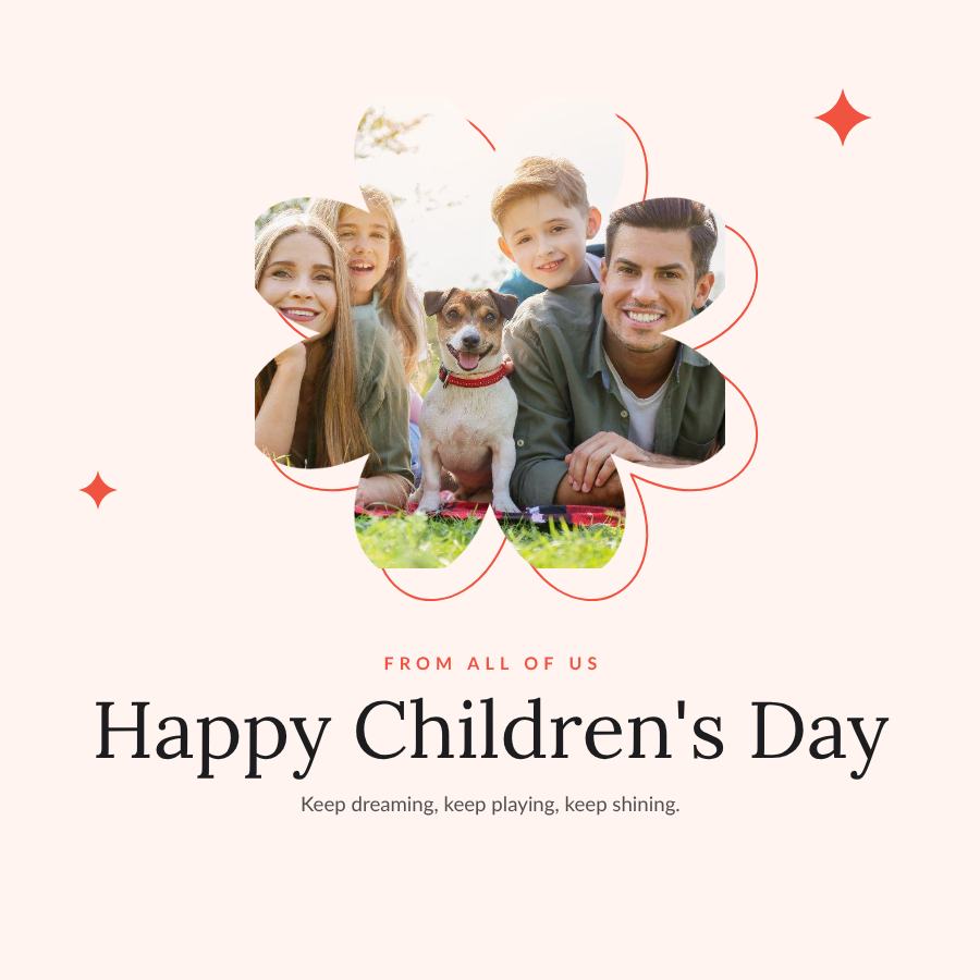 Coral Children's Day Business Wishes Post — editable festivals template