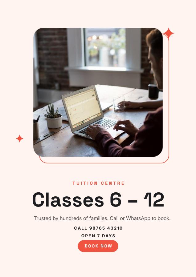 Coral Classes 6 – 12 Tuition centre Flyer — editable business template