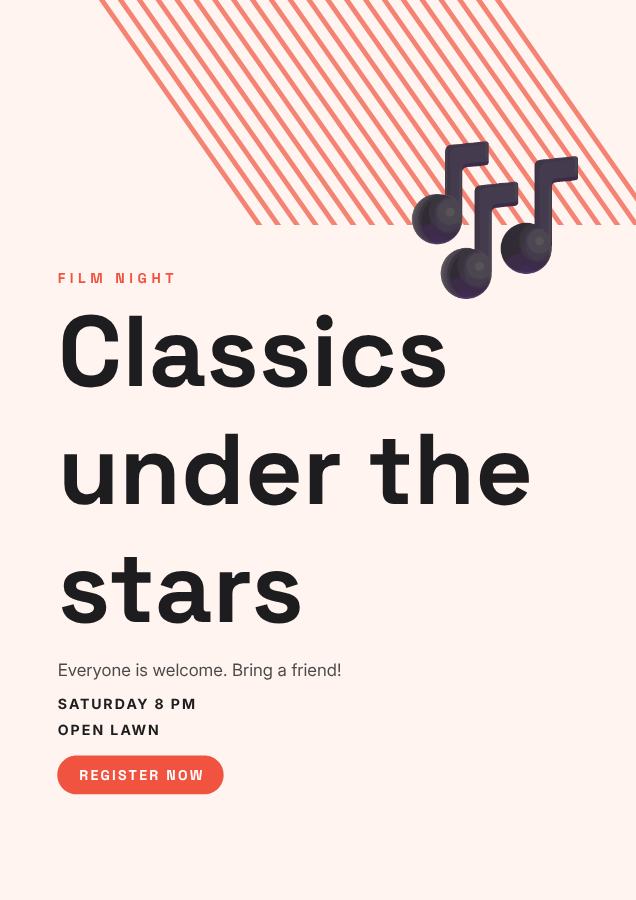 Coral Classics under the stars Poster — editable marketing template