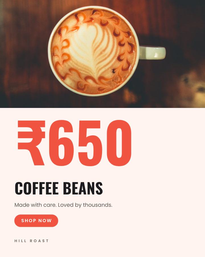 Coral Coffee Beans Product Ad — editable marketing template