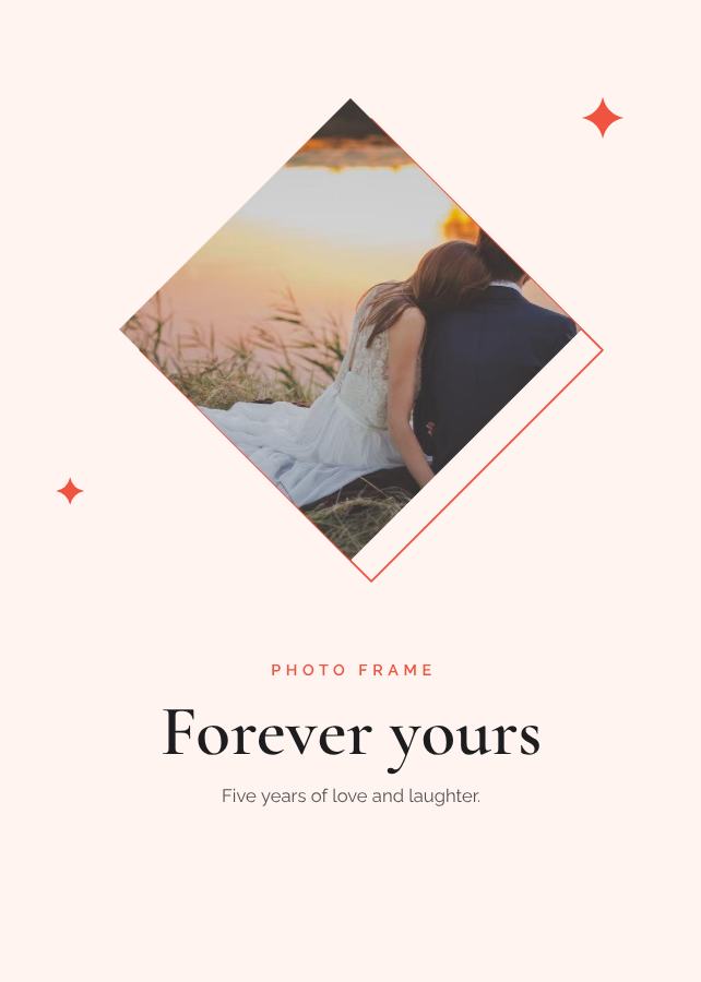 Coral Diamond Frame Forever yours — editable photo collage template