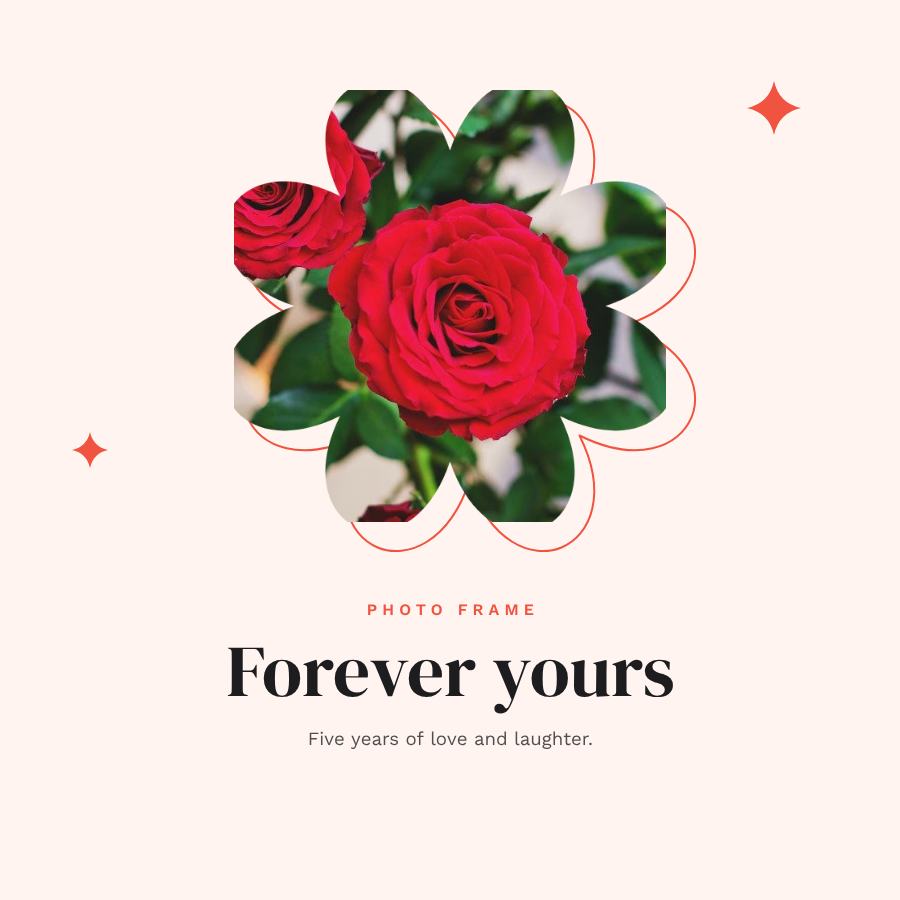 Coral Flower Frame Forever yours — editable photo collage template
