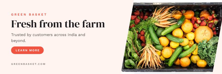 Coral Green Basket Website Banner — editable marketing template