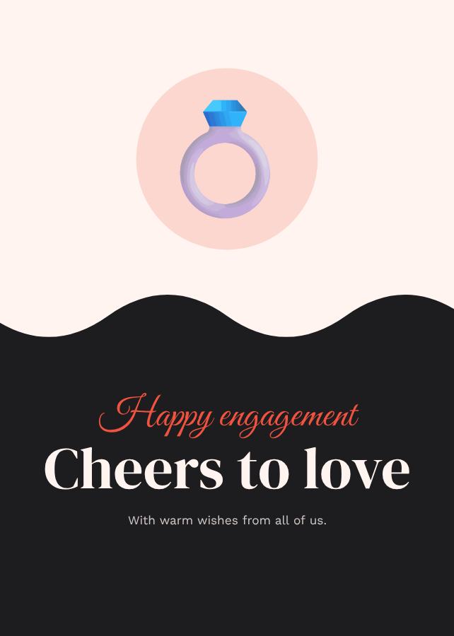 Coral Happy engagement cheers to love Card III — editable cards template