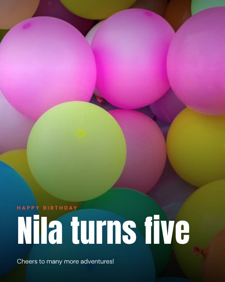 Coral Happy Five Nila Birthday Post — editable birthday template