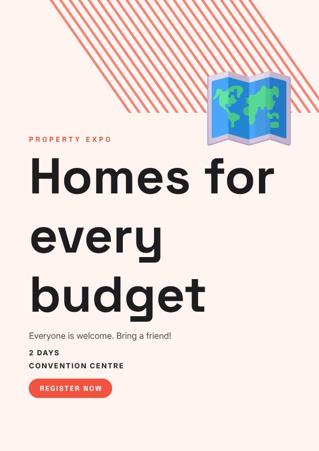 Coral Homes for every budget Poster — editable marketing template