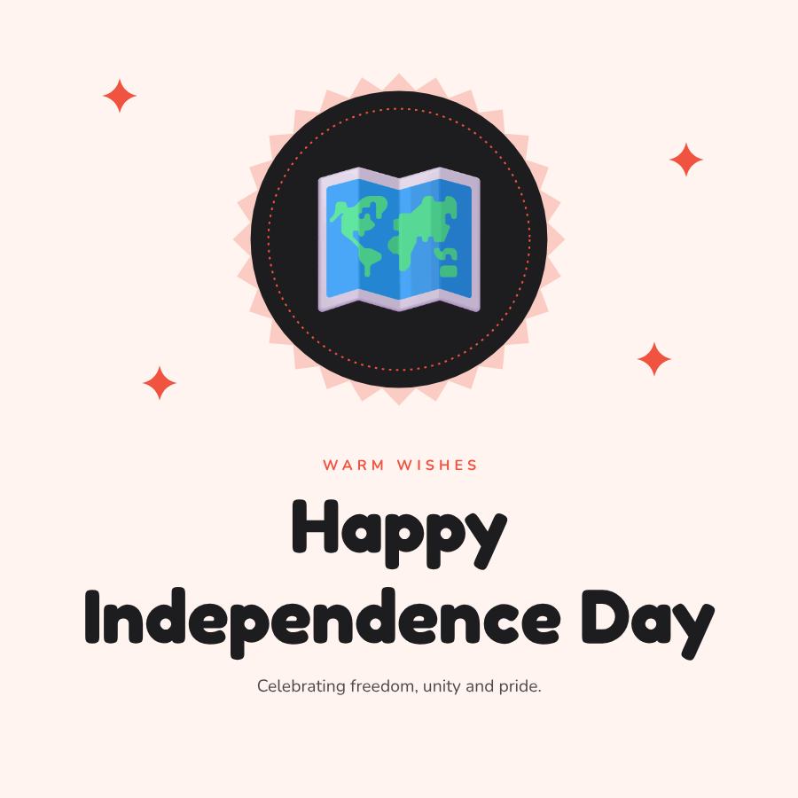 Coral Independence Day Greeting Post — editable festivals template