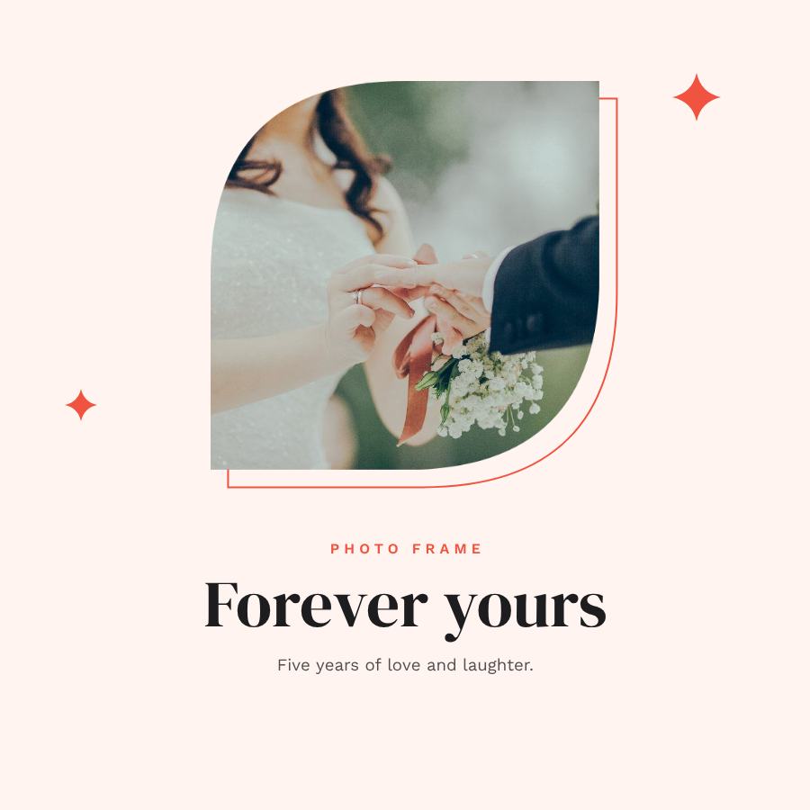 Coral Leaf Frame Forever yours — editable photo collage template