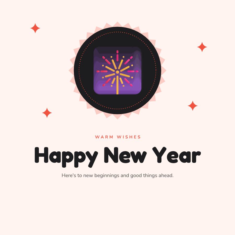 Coral New Year Greeting Post — editable festivals template