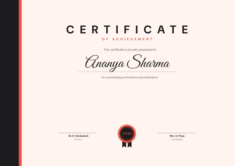 Coral Of Achievement Certificate Classic — editable certificates template