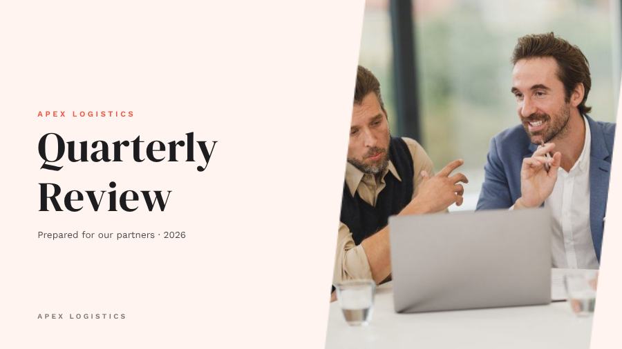 Coral Quarterly Review Presentation Minimal — editable business template