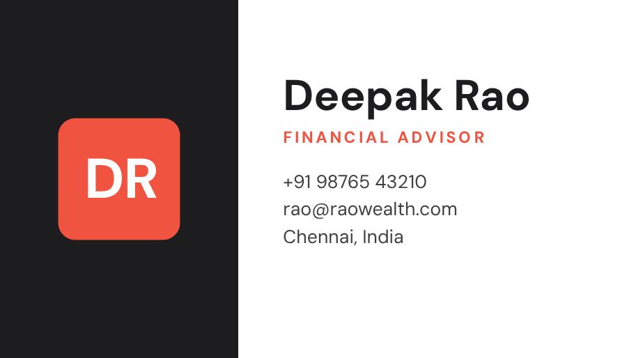 Coral Rao Wealth Split Business Card — editable business template