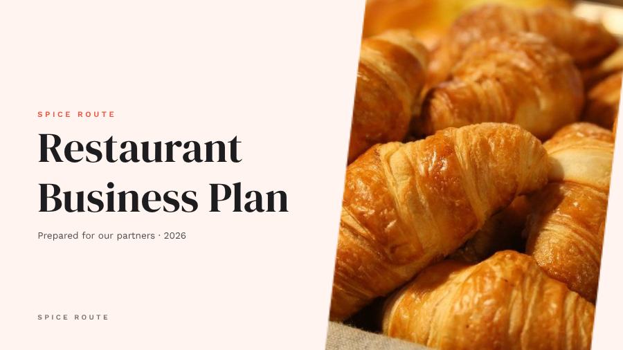 Coral Restaurant Business Plan Presentation Minimal — editable business template