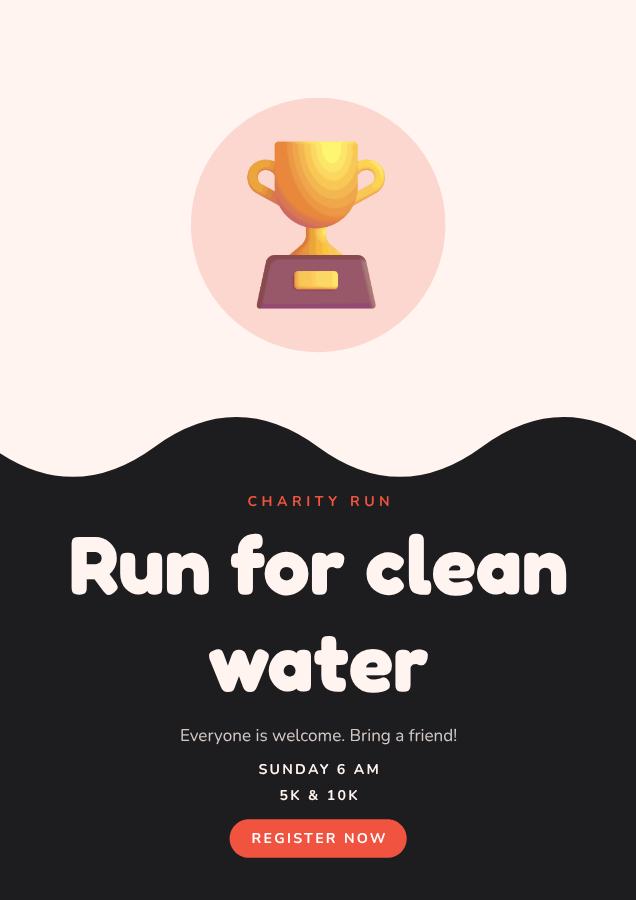 Coral Run for clean water Poster — editable marketing template
